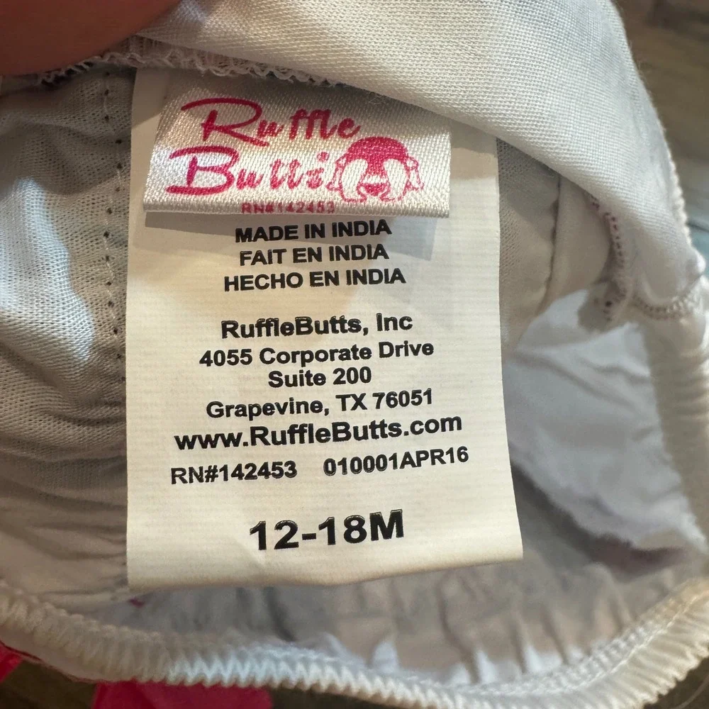 NWT RuffleButts Bloomer Diaper Cover 12-18 Mo‎ Pink Bow Tropical Floral Ruffles